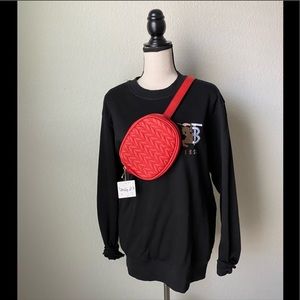 Bella B Chevron Quilted Belt Bag in Red Orange